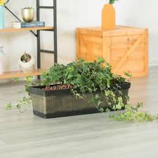 Gardenised Outdoor And Indoor Rectangle Trough Plastic Planter Box Vegetables Or Flower Planting Pot Brown Large Qi004121 L