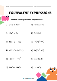 Equivalent Expressions Worksheets