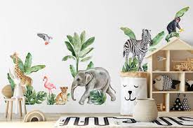 Kids Tropical Safari Animals Set Wall