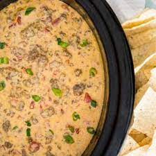 crock pot queso with beef sausage