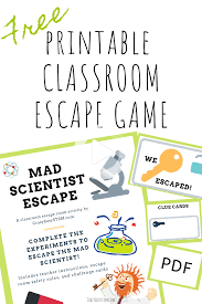 This cool escape room party invite isn't too twee so we love it for our older kids. Mad Scientist Classroom Escape Game Free Pdf Escape Room Escape Room Game Escape Room For Kids