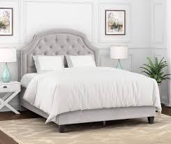 queen gray tufted welt upholstered bed
