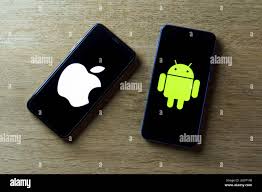 Apple and android smartphones. Iphone IOS versus Android operating system  Stock Photo - Alamy