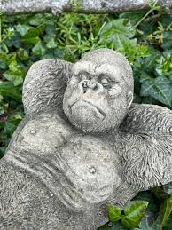Sleepy Gorilla Stone Statue