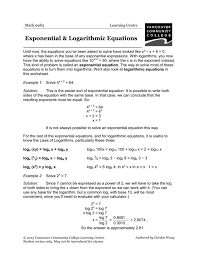 exponential log equations vcc library