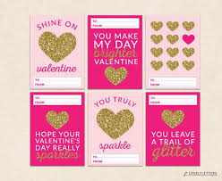 Gold Glitter Valentine Cards Girls Valentines Card Digital All