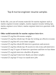 Top 8 Marine Engineer Resume Samples