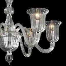 W83173c31 Cl Murano Venetian Style 6 Light Blown Glass In Clear Finish Chandelier