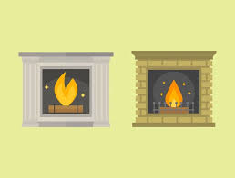 Flat Style Fireplace Icon Design House