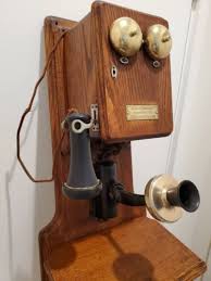 Antique Hand Crank Oak Wall Phone