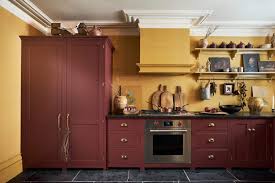 a deep red yellow devol kitchen the