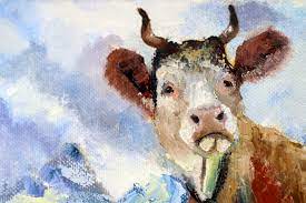 Cow Painting Animal Original Oil Painti