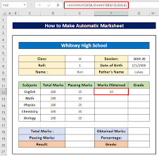 automatic marksheet in excel