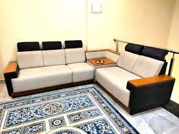 wood l shape corner sofa set