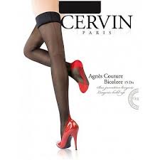 Cervin Paris Stay Up Stockings Bi Colour Made In France
