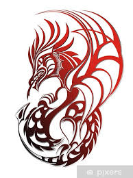 Wall Mural Red Dragon Pixers Co Nz