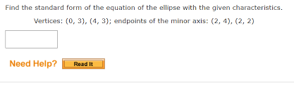 Equation Of The Ellipse Chegg