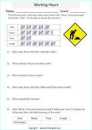 Working Hours Tally Chart Printable Grade 3 Math Worksheet