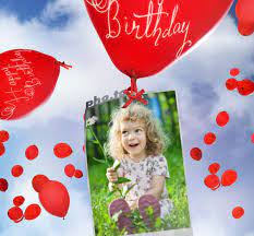 Remember that you can personalize them with your photos, they are free and the best way to say happy birthday with customizable greeting cards and anniversary frames! Birthday Card With Flying Balloons Printable Photo Template