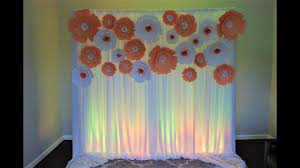 Paper flower backdrop wedding white wedding flowers paper backdrop photowall ideas kate tropical themed backdrop for an engagement party. Paper Flower Backdrop Diy Bridal Shower Youtube