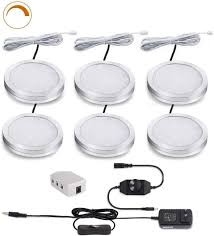 Led Puck Lights Set Of 6 White Dimmable Under Cabinet Lighting Led Under Counter Lighting For Kitchen Closet Bookcase Shelf All Accessories Included 6pack White Amazon Com