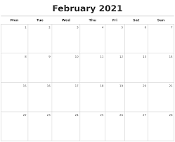 February 2021 Calendar Maker
