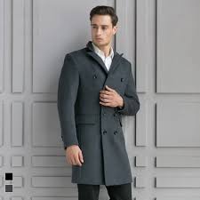 Men S Woolen Coat Slim Fit Trench Coat