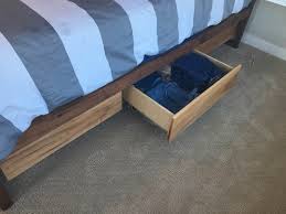 Modern Maple Walnut Platform Bed With