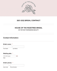 2021 2022 bridal contract form template
