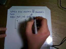Write The Matrix Of Quadratic Form
