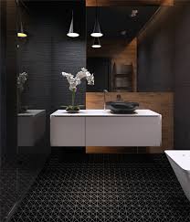 A Dark Bathroom Done With Black Tile