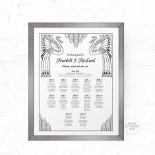 Seating Chart Template Great Gatsby Wedding Sign Art Deco Guest List Roaring 20s Sign Black And White Seating Plan Scalloped Peackocks