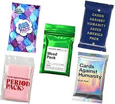 Cards against humanity is a party game for horrible people. Amazon Com Cards Against Humanity Weed Period Pride Ass Pack Saves America Toys Games