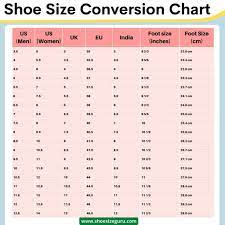 shoe size conversion charts table