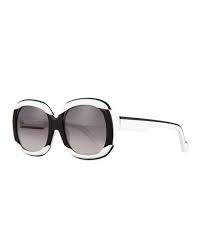 Courreges Two-Tone Oval Sunglasses, Black/White