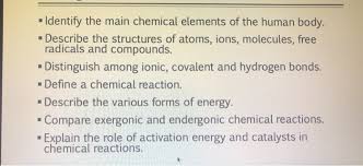 main chemical elements of the human