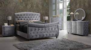 hudson bedroom in grey velvet fabric w