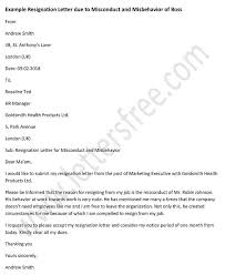 Example Resignation Letter Due To Misconduct And