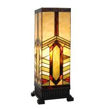 River Of Goods 17 In Multi Colored Stained Glass Indoor Table Lamp With Mission Style Stone Mountain Shade 13171 The Home Depot