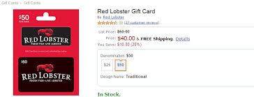 amazon selling 50 red lobster giftcard