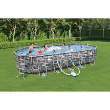 power steel oval above ground pool set