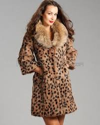 Rabbit Fur Coat With Raccoon Fur Collar