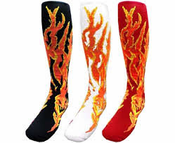 Burning Fire Flames Knee High Athletic Socks Available In