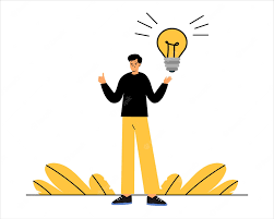 Premium Vector | The man had a new idea an idea in the form of an electric light bulb the man held up his finger