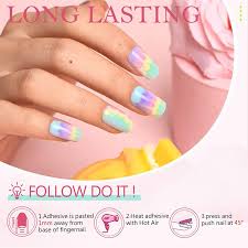 bright colorful tie dye fake nails