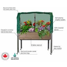 cedarcraft beautiful functional sustainable 47 in x 21 in x 32 in self watering brown spruce planter greenhouse and bug cover
