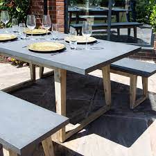 Cement Garden Table With 2 Benches