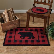 buffalo check bear hooked rug