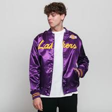 Our bomber jacket styles, such as leather & baseball will help to make you stand out. Bomber Jacket Mitchell Ness Nba Special Script Satine Jacket La Lakers Purple Queens