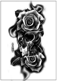 Skull Roses Smoke Tattoo Design Forearm Tattoos Digital